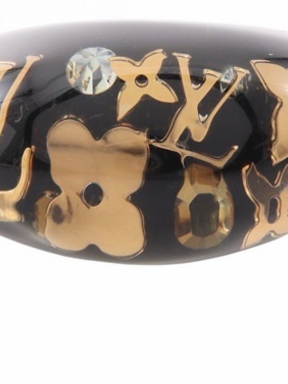 Rare Louis Vuitton Black Resin Ring with Gold Monogram Accents